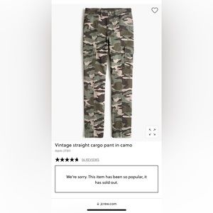 JCREW vintage straight cargo pant in camo